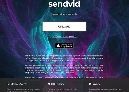 Sendvid|免费视频存储分享网盘
