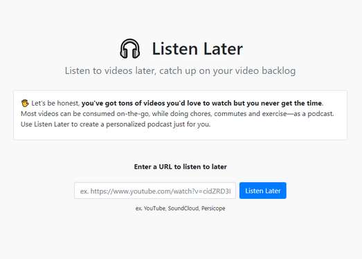 Listenlater|视频转换为音频播客工具