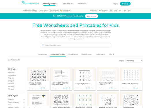 免费可打印儿童教学资源网-Worksheets