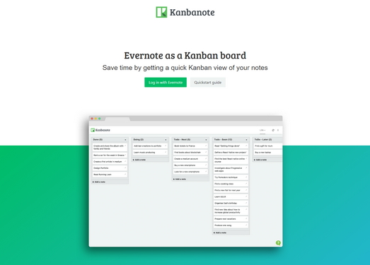 Evernote笔记看板管理工具-Kanbanote