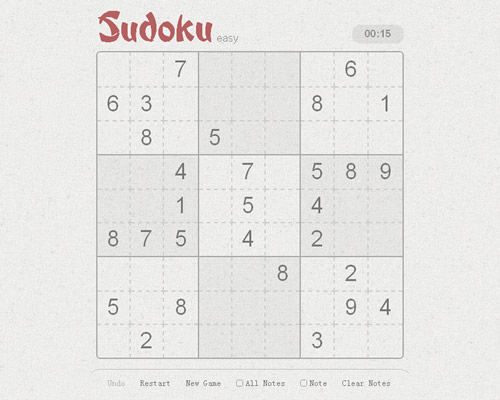 基于HTML5的网页版数独游戏：Soduko