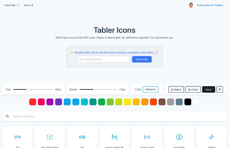 一键生成免费SVG图标集：Tabler Icons